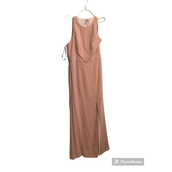 DESSY 3029 DIAMOND CUTOUT BACK TRUMPET GOWN FRONT SLIT DESERT ROSE 8 NEW - Picture 11 of 12